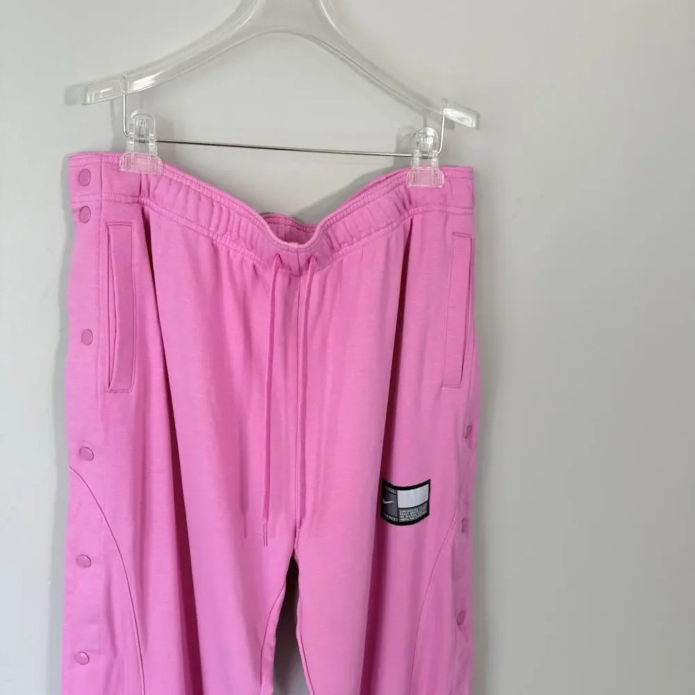 Nike Womens Fleece Tear Away Basketball Pants Pink Side Snap Button Track XL NEW - Picture 4 of 7